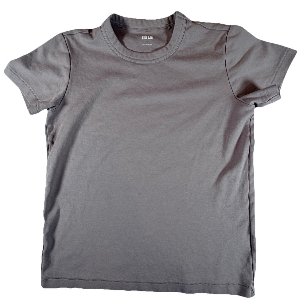 Uniqlo U Crewneck T-Shirt Heather Sz L Gray 100% Cotton Relaxed Fit Baby Tee